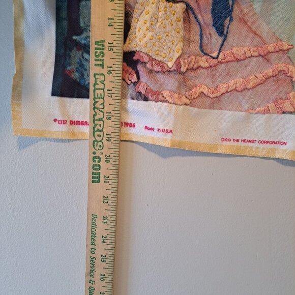 Vintage Tapestry Embroidered Girl Knitting mAde in Usa 19IN x 15IN - Picture 7 of 10